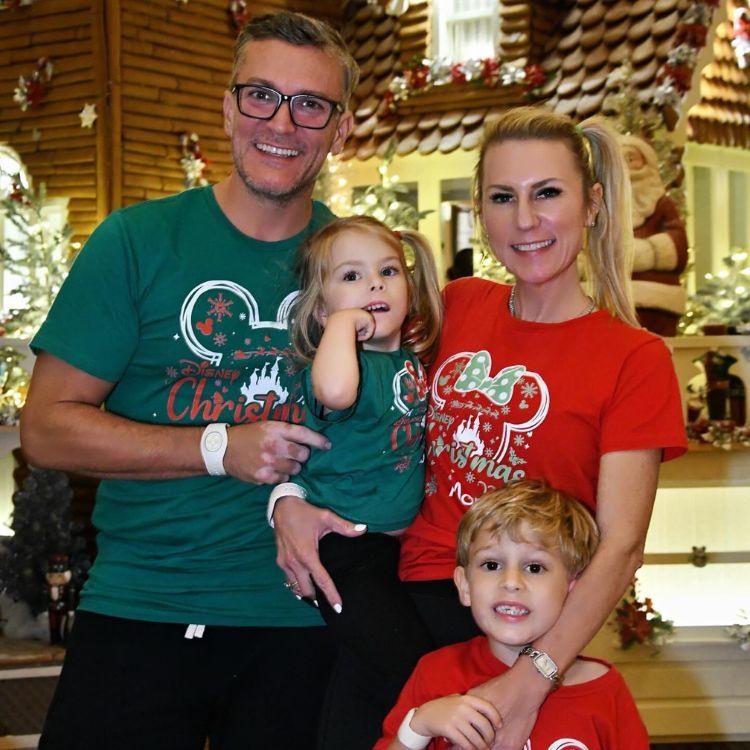 Sevy Petras with her family in Disney Christmas t-shirts.